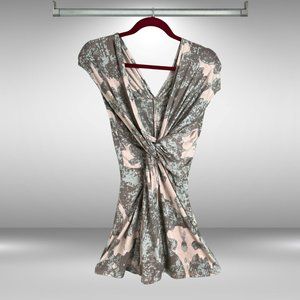 Y2K Buffalo Tan, Grey and Mint Green Stretchy Sleeveless Twist Front Top